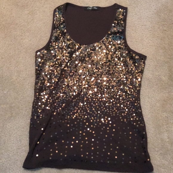 Brown sparkly tank top - Picture 1 of 2